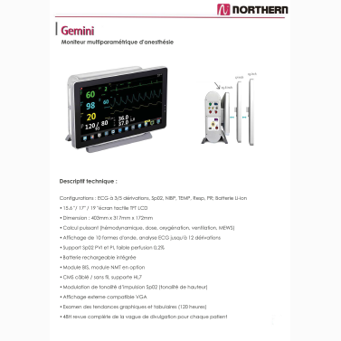 Moniteur multiparamétrique d'anesthésie Gemini